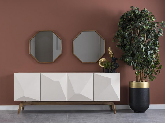 Modern Iesszëmmer Miwweldesign Sideboard mat 2x Spigel Ariichtung
