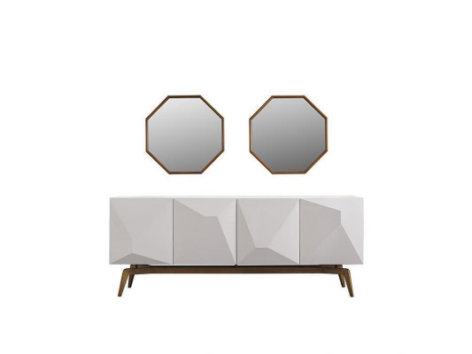 Modern Iesszëmmer Miwweldesign Sideboard mat 2x Spigel Ariichtung