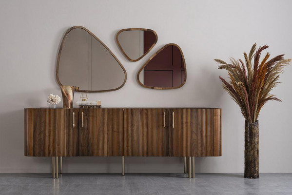 Sideboard mat 3x Spigel Iesszëmmer Komplett Luxus Ariichtung Design Miwwelen