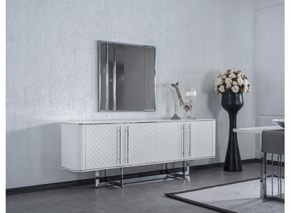 Luxus-Säitendësch mat Spigel Iesszëmmer Ariichtung Modernen Design Miwwelen