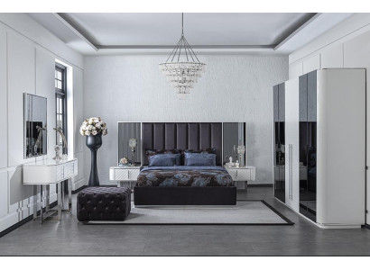Schlofkmmer 6tlg Bett 2x Nuetsdëscher Luxus Kleederschaf Design Schminktisch