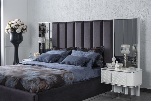 Schlofkmmer 6tlg Bett 2x Nuetsdëscher Luxus Kleederschaf Design Schminktisch