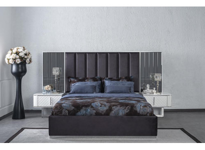 Doppelbett Modern 2x Nuetsdëscher Schlofzëmmer Set Luxus Design Miwwelen