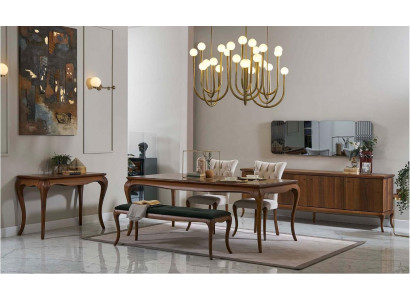 Iessgrupp IesszëmmerMiwwelen Iesseck Set Iesszëmmer 8tlg Holz Braun Dësch
