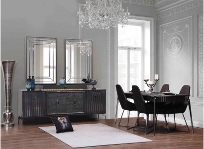 Luxus Iesszëmmer Set Iessdësch+6x Stull+Anrichte mat 2x Spigel 10 Deeler