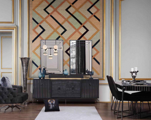 Luxus Iesszëmmer Set Iessdësch+6x Stull+Anrichte mat 2x Spigel 10 Deeler