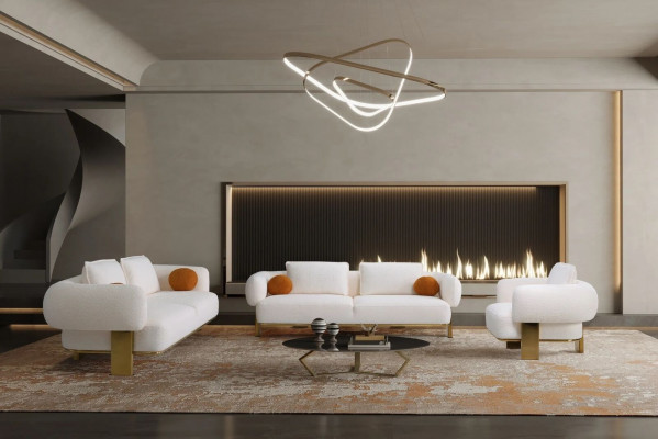 Sofagarnitur Wunnzëmmer Komplett Sofas Set Design Modern Luxus Fotell Nei