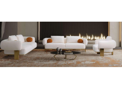 Sofagarnitur 2x Dräisëtzer Sëtzpolster Couch Set 3tlg Design Sofa Neien Wunnzëmmer