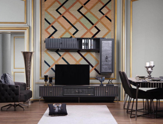 Luxus Wunnwand Wunnzëmmer Sideboard RTV Regal Maueren Schaf