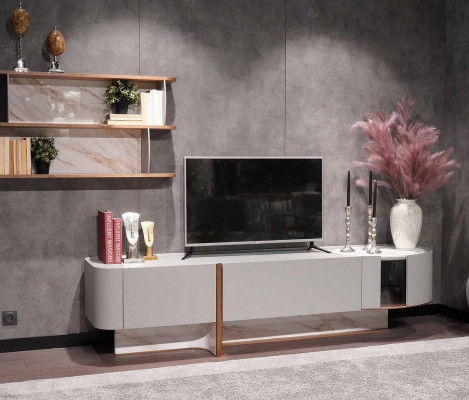 Wunnzëmmer Set Luxus Wunnwand TV-Stänner Sideboard Nei Wandregal