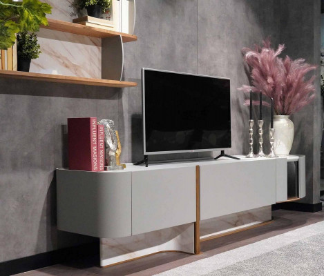 Wunnzëmmer Set Luxus Wunnwand TV-Stänner Sideboard Nei Wandregal