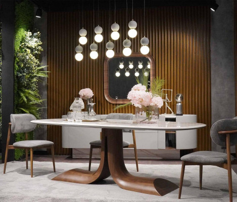 Iesszëmmer Iessdësch 4x Still Luxus Komplett Set 4tlg Iess Grupp Holz Dësch