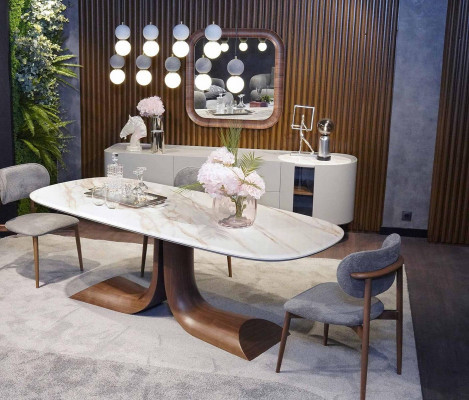 Iesszëmmer Iessdësch 4x Still Luxus Komplett Set 4tlg Iess Grupp Holz Dësch