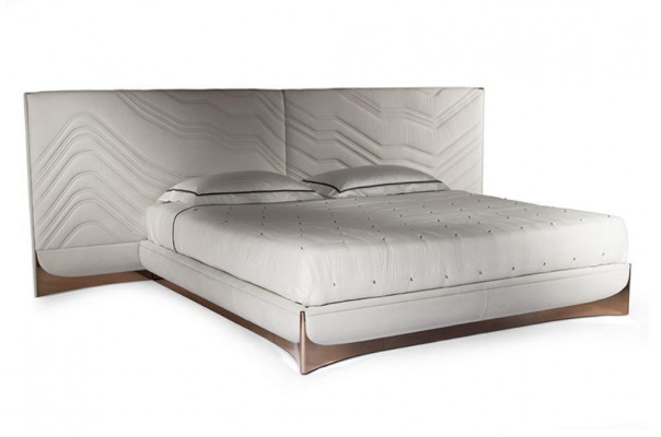 Elegant Duebelbett luxuriéise Schlofzëmmerbett stilvollt Bett