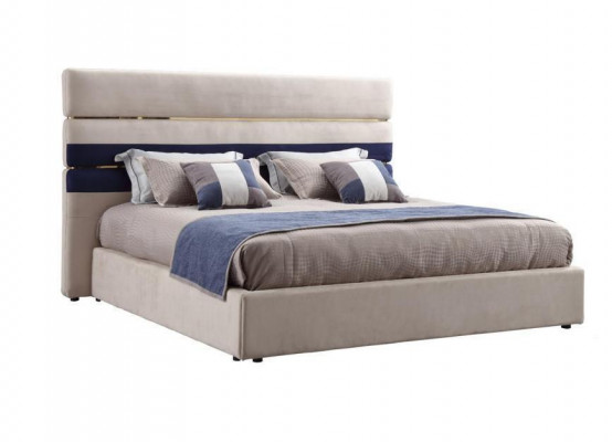 Modern Designer Duebelbett mat Holzrahmen Stilvollt Bett Nei a Beige