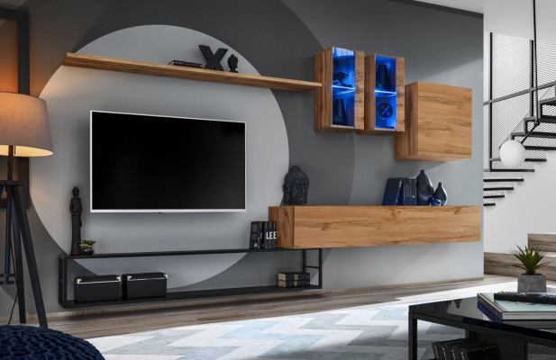 Wunnwand Braun Designer Sideboard TV-Ständer Ariichtung Luxus Komplett Nei
