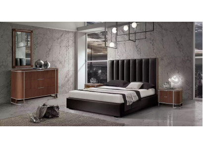 Komplett Schlofzëmmer Set Designer Miwwelen Duebelbett 2x Nuetsdëscher 5tlg