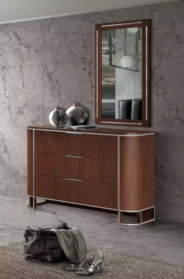 Komplett Schlofzëmmer Set Designer Miwwelen Duebelbett 2x Nuetsdëscher 5tlg