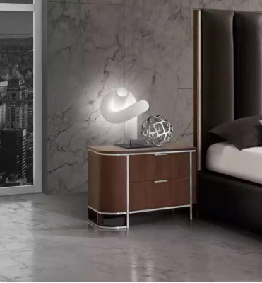 Komplett Schlofzëmmer Set Designer Miwwelen Duebelbett 2x Nuetsdëscher 5tlg