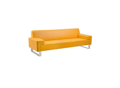 Orange 3-Sëtzer Polstersofa Lieder Canapé Dräisëtzer Stuff Sofa
