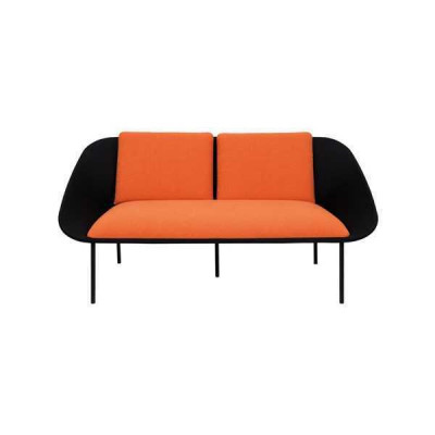 Schwaarz-orange 2-Sëtzer Aarbechtszëmmer Polster Modern Canapé Textil Sofasen