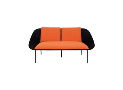 Schwaarz-orange 2-Sëtzer Aarbechtszëmmer Polster Modern Canapé Textil Sofasen