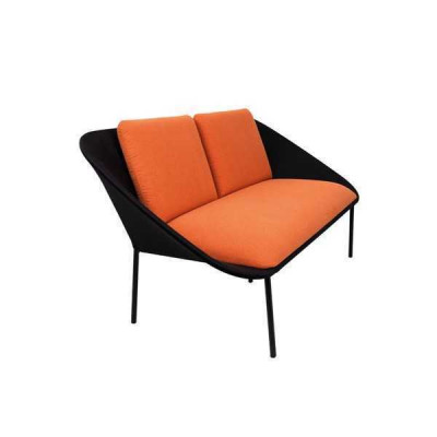 Schwaarz-orange 2-Sëtzer Aarbechtszëmmer Polster Modern Canapé Textil Sofasen