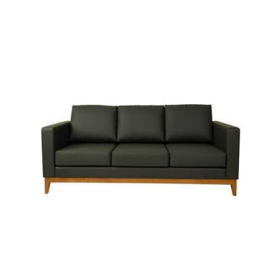 Schwaarzt Bürossofa Designer 3-Sëtzer Couch Wunnzëmmer 3-er Polstersofa
