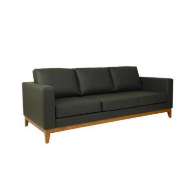 Schwaarzt Bürossofa Designer 3-Sëtzer Couch Wunnzëmmer 3-er Polstersofa