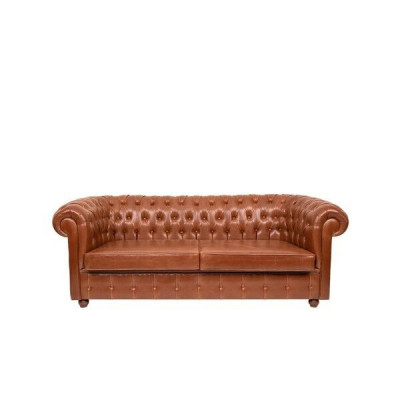 Luxus Braun Chesterfield Dräisëtzer Couch 3-Sëtzer Modern Sofa