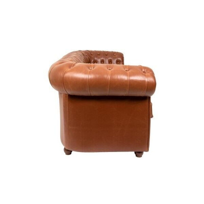 Luxus Braun Chesterfield Dräisëtzer Couch 3-Sëtzer Modern Sofa