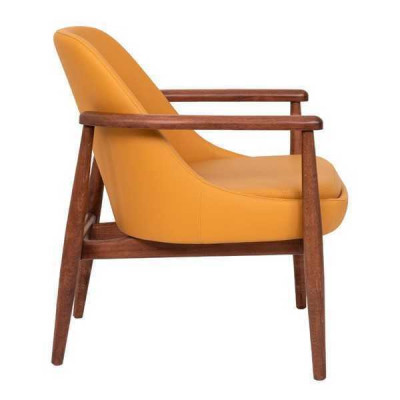 Designer orange gepolsterte Stull Iesszëmmerstull mat Holzgestell Eenpersounssëtz.
