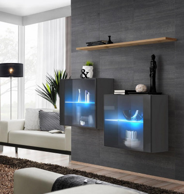 Wunnzëmmer Set Designer Wunnwand Gro 130 cm Ariichtung Luxus Mauer Regal