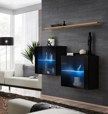 Designer Miwwelen Schwaarz Luxus Wandlach Wunnzëmmermiwwelen Wand Regal