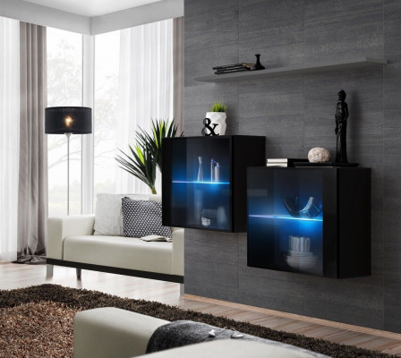 Wunnwand Holz Miwwelen Ariichtung Luxus Designer Komplett Set 3-tlg. Wand Regal