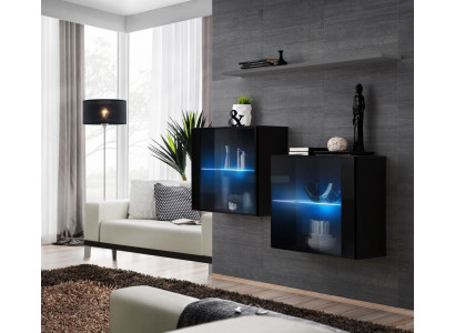 Wunnwand Holz Miwwelen Ariichtung Luxus Designer Komplett Set 3-tlg. Wand Regal