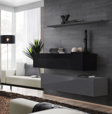 Wunnzëmmer Mauerregal Säitbar Schiefmauren Mauerarmoire Komplett Set 3 Stéck. Nei