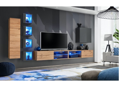 Set Wunnwand 320 cm Wandkabinett TV-Stänner Modern Sideboard Wunnzëimmerméibelen