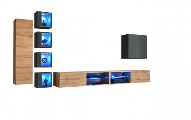 Set Wunnwand 320 cm Wandkabinett TV-Stänner Modern Sideboard Wunnzëimmerméibelen