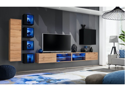 Komplett Designer Modern Wunnwand Wandregaler TV-Stänner Holzmueble Wandschaf