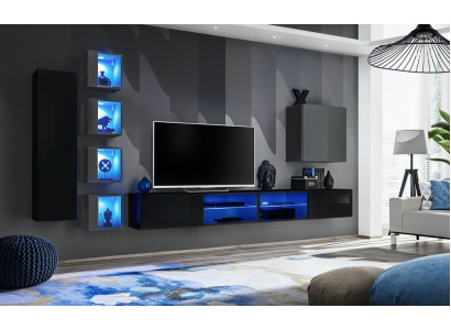 Wunnzëimmermiwwelen Nei Wunnwand 320cm 6xHänkschaf Ariichtung Luxus Wandregal