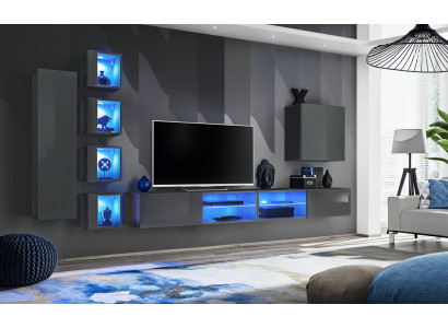 Wunnwand Luxus 3x Wandkabinett Miwwelen Ariichtung Wunnzëimmermiwwel Schwaarz Regaler