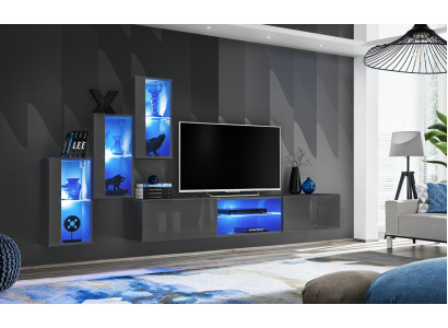 Garnitur Set 4-stéck Wunnwand Luxus Designer Sideboard TV-Stänner Holzmiwwelen