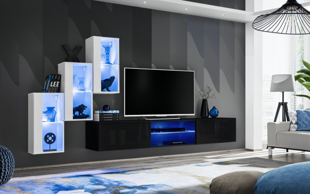 Wohnwand Luxus Miwwelen Komplett Set Designer Modern Ariichtung 3x Mauer-Schaféier