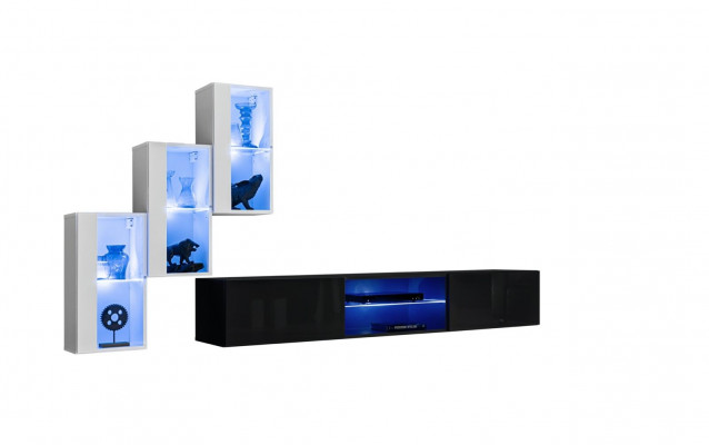 Wohnwand Luxus Miwwelen Komplett Set Designer Modern Ariichtung 3x Mauer-Schaféier