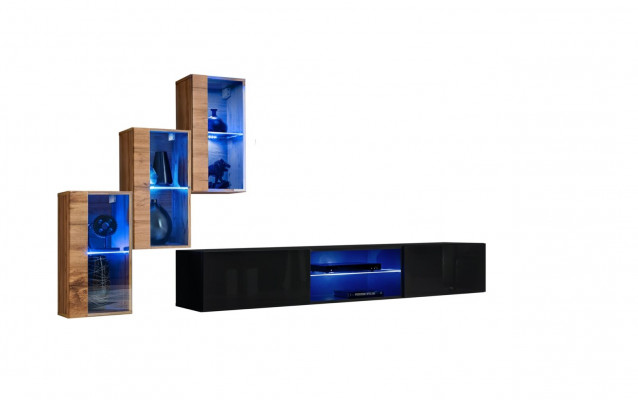 Wunnzëmmemiwwele Neu Wohnwand 210 cm 3x Wandschaf Afriichtung Luxus Wand Régaler.