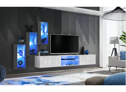 Luxusmiwweldesigner Wunnmauer TV-Ständer 3x Mauer fir Schief Sideboard Holzmiwwelen