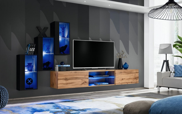 Wunnzëmmermiwwelen Luxus Wunnwand Komplett Designer Ariichtung Holzmiwwelen