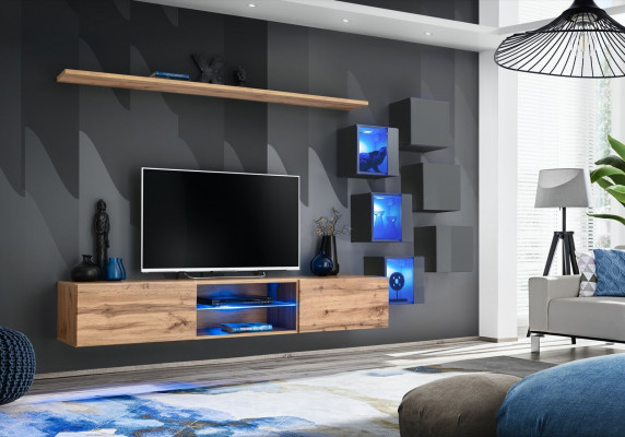 Modern Wandmiwwel Wunnwand Luxus Wand Regaler Sideboard TV-Ständer Wandschaf.