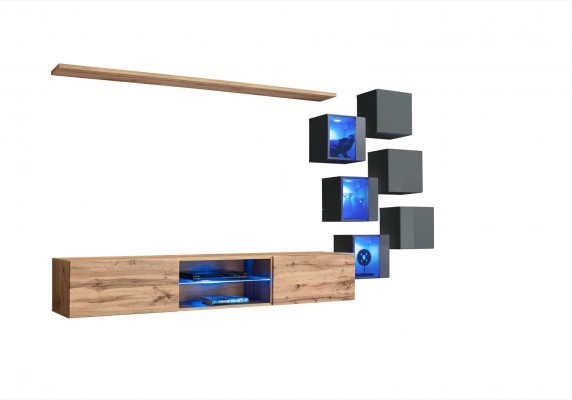 Modern Wandmiwwel Wunnwand Luxus Wand Regaler Sideboard TV-Ständer Wandschaf.